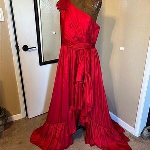 Sassy Stunner!  Red One-Shoulder Dress